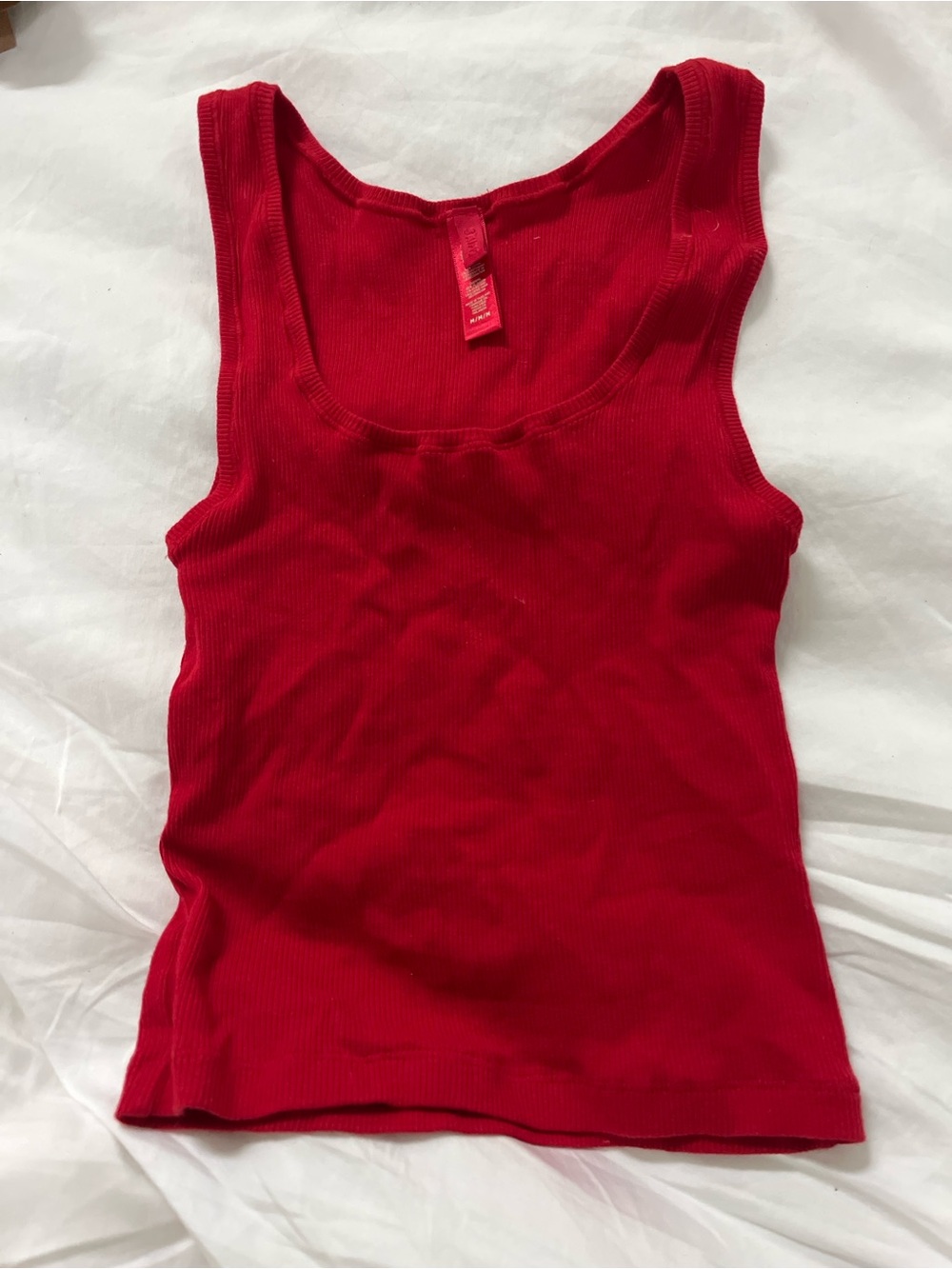 SKIMS Red Ribbed Scoop Tank